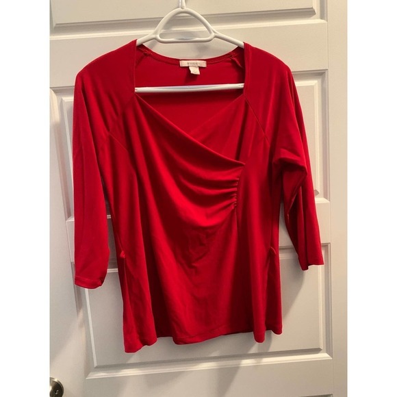 dressbarn Tops - Dressbarn red stretch knit crossover Blouse​​​